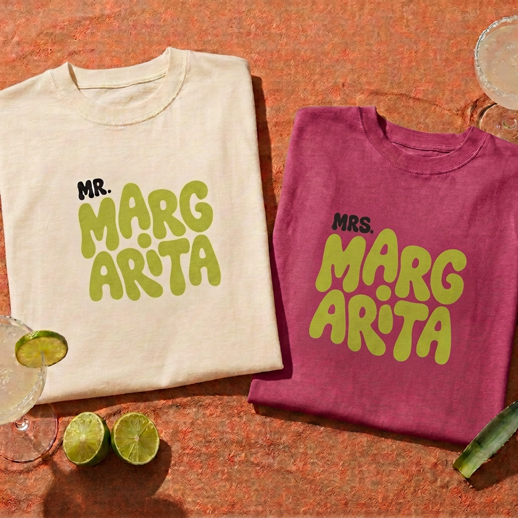 Mr. and Mrs. Margarita flat-print tees